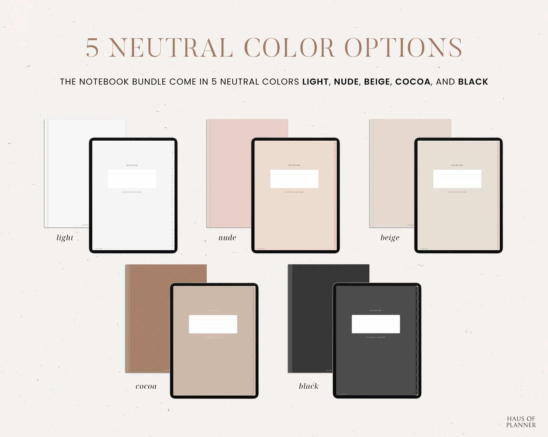 12 Subject Digital Notebooks | Bundle Landscape & Portrait | 5 Neutral Colors - Image 3