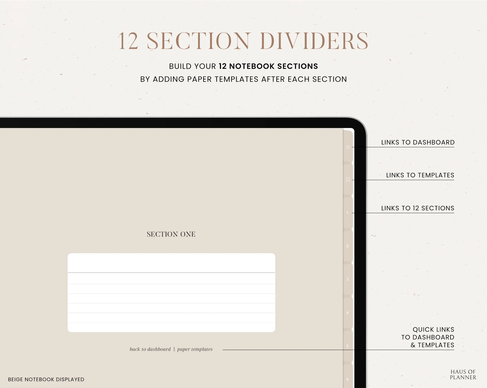 12 Subject Digital Notebooks | Bundle Landscape & Portrait | 5 Neutral Colors - Image 5