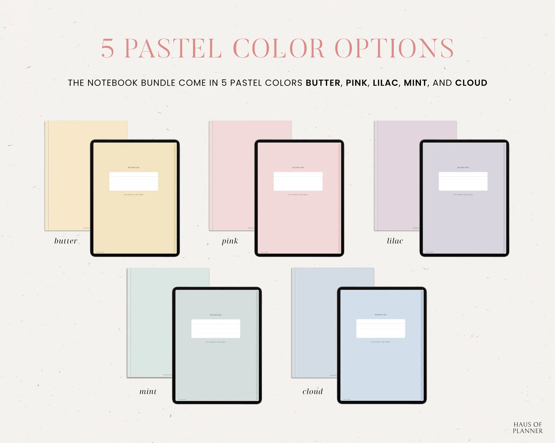 12 Subject Digital Notebooks | Bundle Landscape & Portrait | 5 Pastel Colors - Image 3